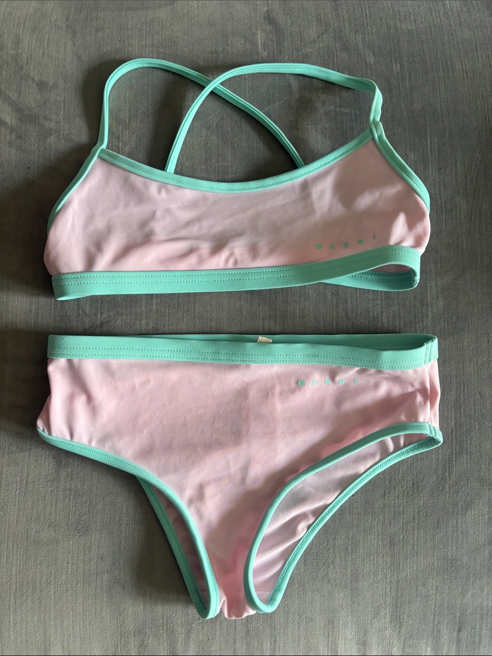 Marni Girls Pink and Mint Two-Piece Swim Set